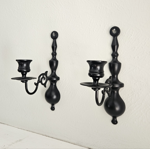 Wilton Other - Antique Ebonized Wilton Brass Victorian Style Ornate Candle Wall Sconce